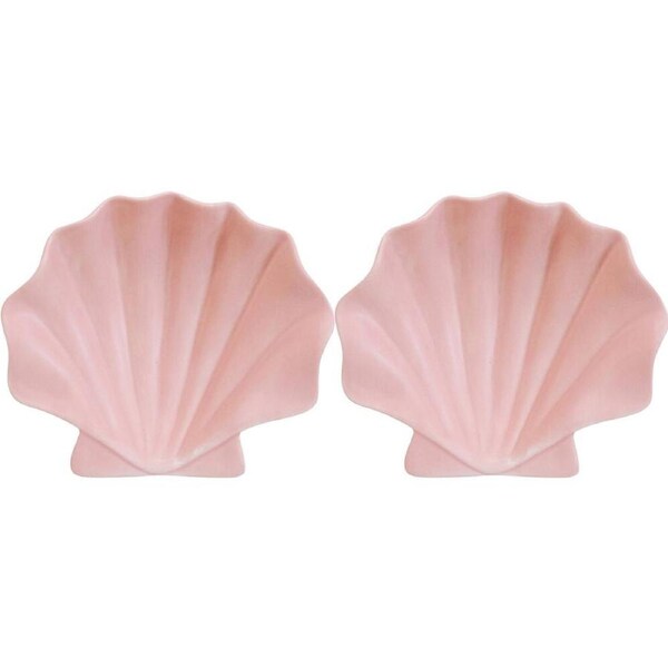 2x LVD Shell Plate Ceramic Trinket Dish Home/Lounge Tabletop Decor 17cm Nude
