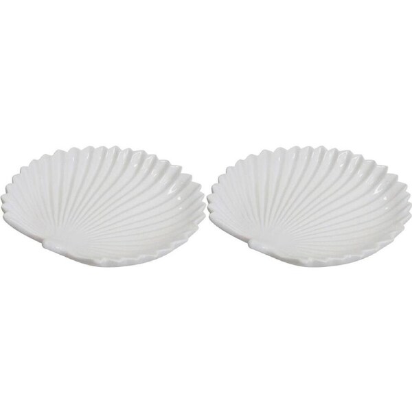 2x LVD Palm Ceramic Plate Trinket Dish/Jewellery Holder Decor Small 15cm White