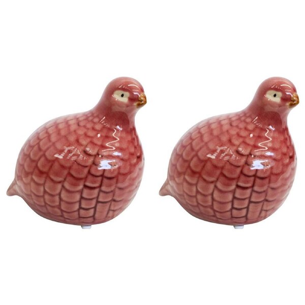 2x LVD Guinea Quail Petite Porcelain Figurine Ornament Display Decor 12cm Peach