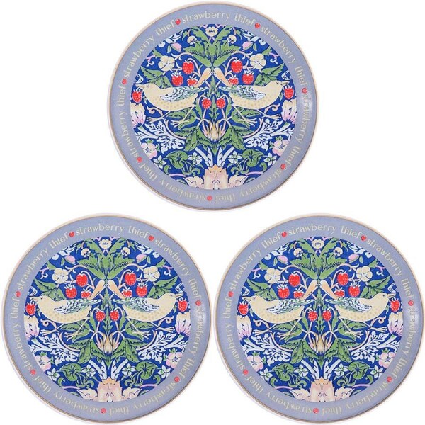 3x LVD Dish Ceramic Serving Plate Home/Office Decor Round 10cm Strawberry Thief