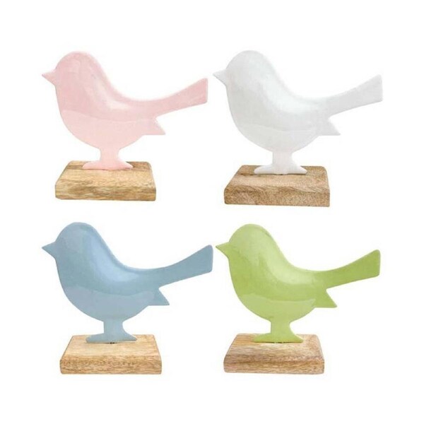4x LVD Bird On Stand Figurine Iron/Wood Tabletop Ornament Decor 15x13cm Assorted