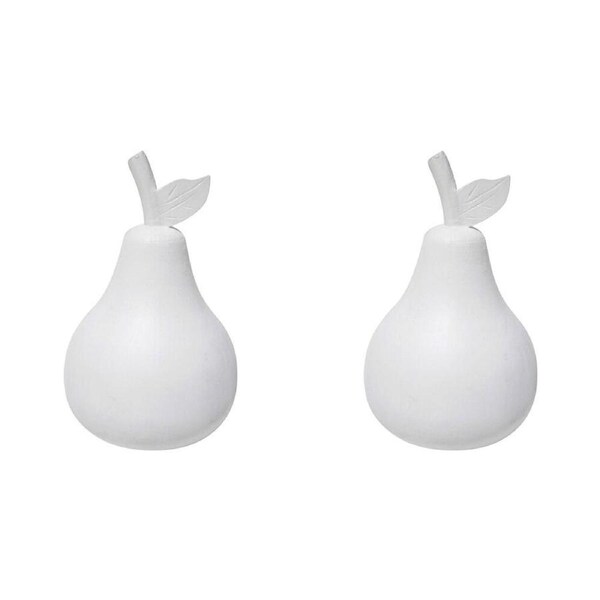 2x LVD Wood Drift Pear Fruit Figurine Fruit Display Home Decor 11x20cm White