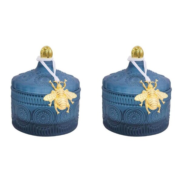 2x LVD Glass Chloe Trinket Box Storage Home Tabletop Decor Round 10cm Capri