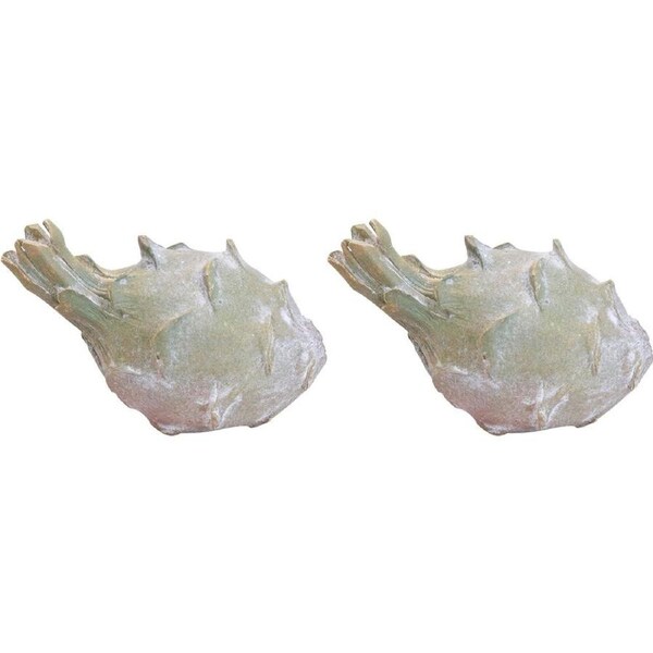 2x LVD Poly Resin Artichoke Decoration Sculpture Home Decor Large 19.5x11cm