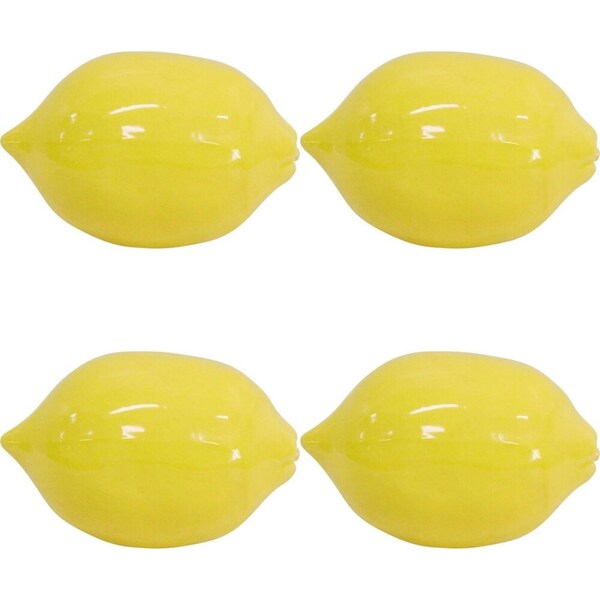 4x LVD Ceramic Lemon Sculpture Home/Room Tabletop Decor Medium 10cm Yellow