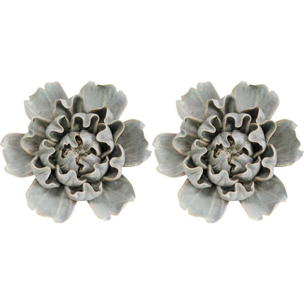 2x LVD Ceramic Cabbage Sculpture Home/Room Ornament Tabletop Decor 14.5cm SLVR