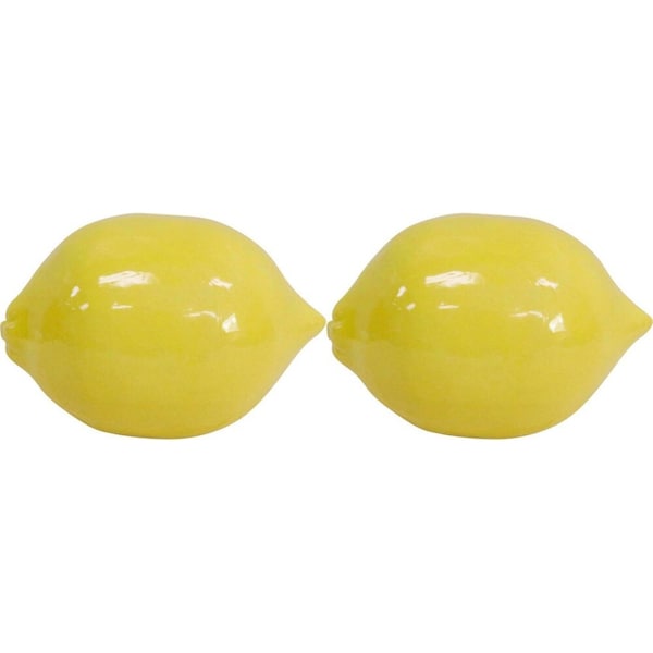 2x LVD Ceramic Lemon Sculpture Home/Lounge Tabletop Decor Large 13cm Yellow