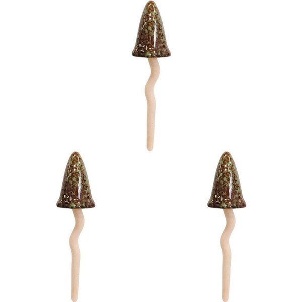 3x LVD Porcelain Jiggle Mushroom Mustard Sculpture Home/Office Decor 23.5cm