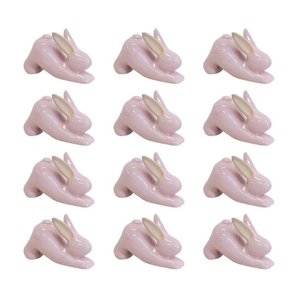 12x LVD Yoga Bunny B Ceramic Figurine Home/Lounge Ornament Decor 7.5cm Pink