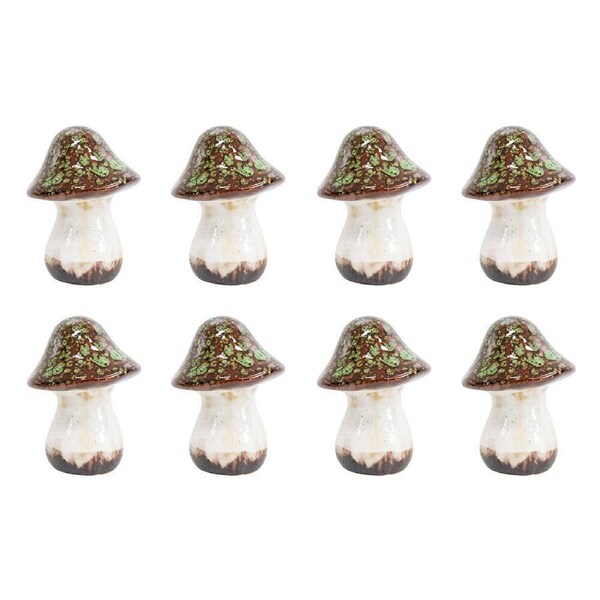 8x LVD Porcelain Mushroom Squareuat Sculpture Home Tabletop Decor 11x8.1cm