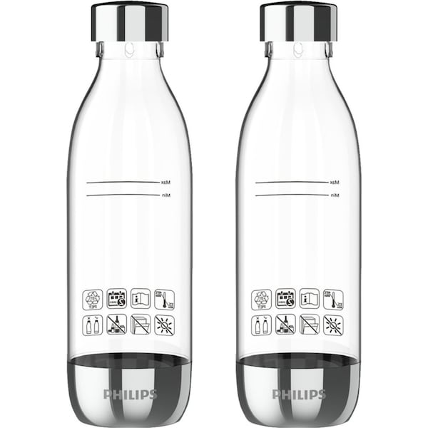 2pc Philips Carbonating 0.5L Twin Reusable Drinking Sparkling Water Bottles