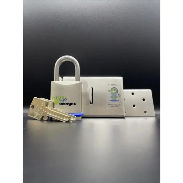 Energex EXFCK-2 - Energex Flat Clasp Kit Double Door Clasp and Padlock With 2 Key - Stainless Steel (SE-QLD ONLY)
