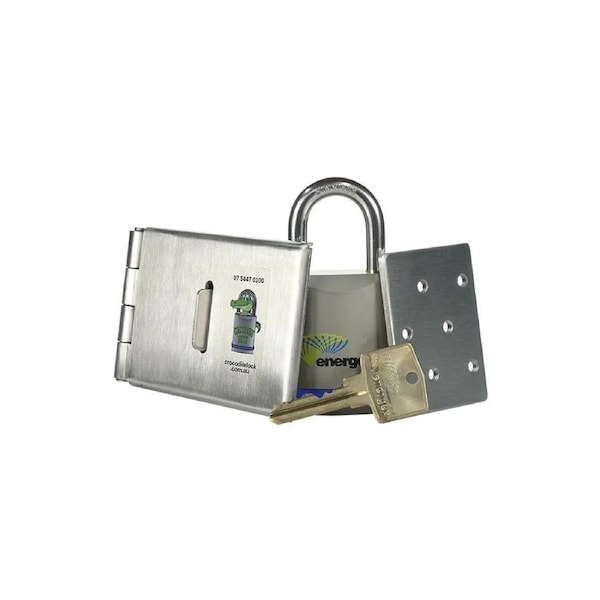 Energex EXFCK-1 - Energex Flat Clasp Kit Double Door Clasp and Padlock With 1 Key - Stainless Steel (SE-QLD ONLY)
