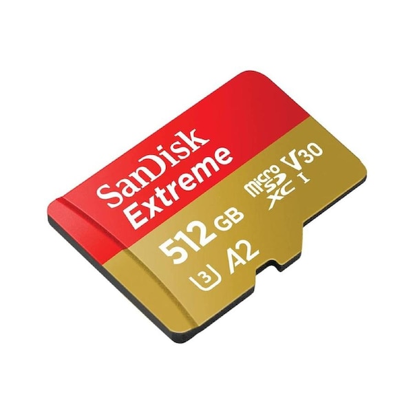 SanDisk Extreme 512GB MicroSDXC V30 U3 C10 A2 UHS-I - 190MB/s Read, 130MB/s Write - High-Speed Memory Card