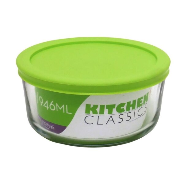 Kitchen Classics Round Glass Dish With Lid - 4 Cup