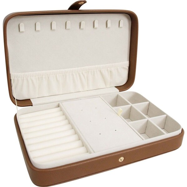 LVD Jewellery Travel Accessory Decorative Storage Box Organiser 25.3cm Tan