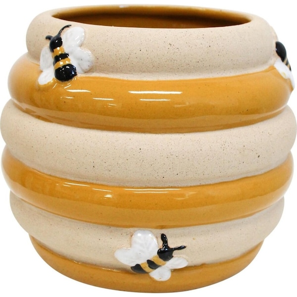 LVD Ceramic Planter Honey Bees Home/Garden Decor Plant/Flower Pot 15x12cm