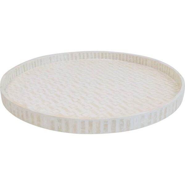LVD Capiz/MDF Serving Tray XL Home/Kitchen Tabletop Decor 50x50cm Ivory
