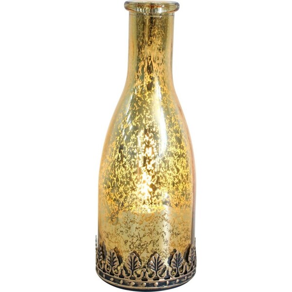 LVD Glass Lantern LED Bottle Light Tabletop Home/Lounge Decor 18cm Slim Gold