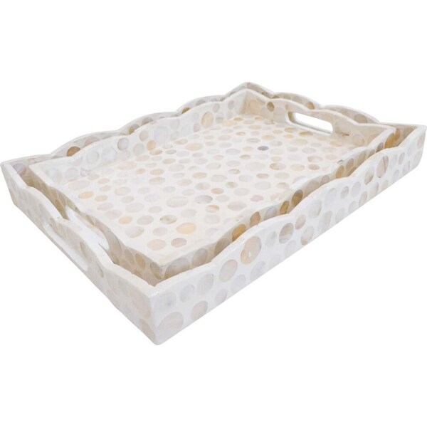 2pc LVD Serving Tray Scallop Mop Set Home/Kitchen Tabletop Display Decor