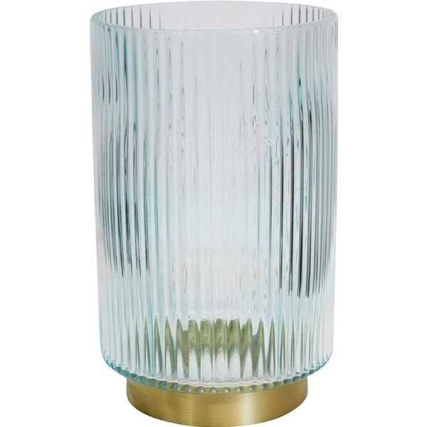 LVD Glass Flower Vase Ribb Small Sea Salt Home/Office Decor 12x20cm Blue