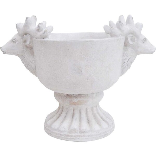 LVD Concrete Deer Head Urn Flower Planter Pot Home/Garden Decor 29cm White