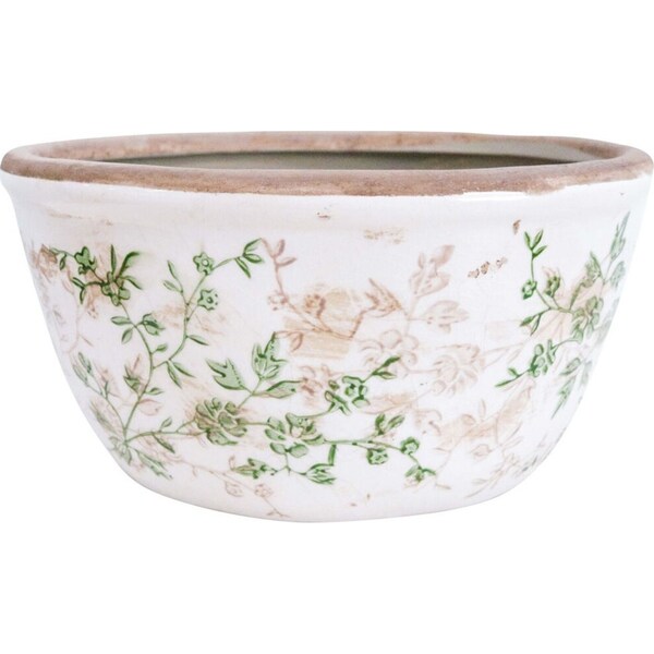 LVD Ceramic Low Planter Flower/Plant Pot Home/Garden Decor 21cm Evergreen