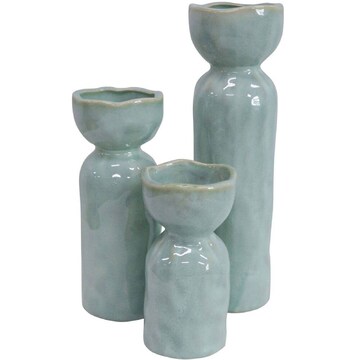 3pc LVD Ceramic Botanical Flower Vases Set Tabletop Ornament Home Decor