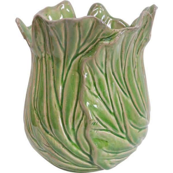 LVD Ceramic Cabbage Flower Vase Tabletop Ornament Home Decor Green Medium