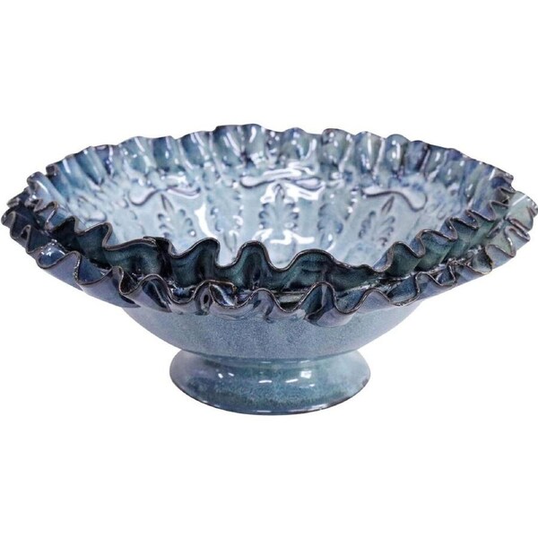 LVD Ceramic Mediterranean Bowl Tabletop Home Decor 29cm French Blue Large