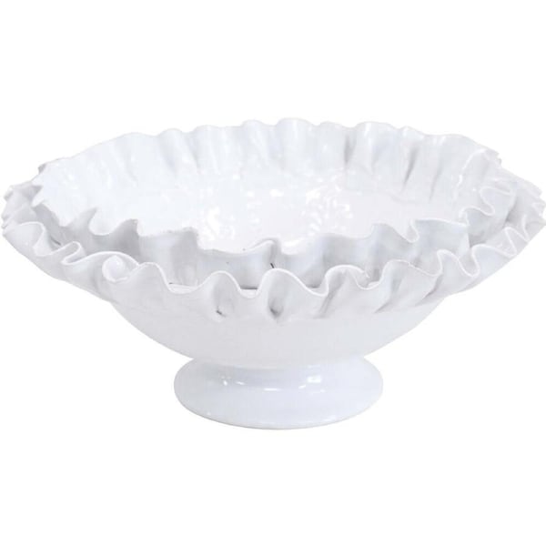 LVD Ceramic Adeline Decorative Fruit Bowl Tabletop Home Decor 23cm White