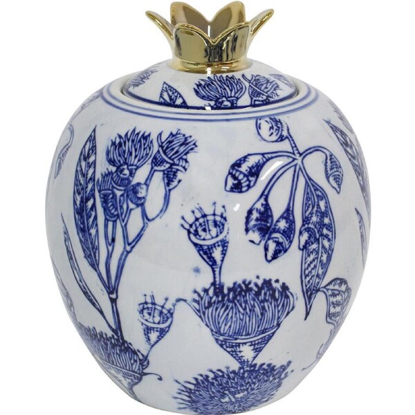 LVD Porcelain Jar Tabletop Ornament Vase Home Decor 18cm Flowering Gum Bud