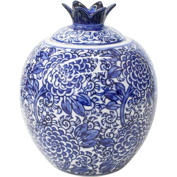 LVD Porcelain Jar Tabletop Ornament Vase Home/Lounge Decor 18cm Chrysanthemum