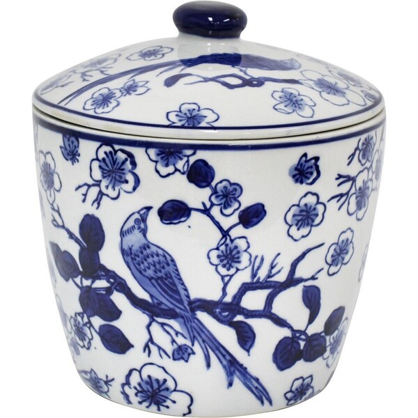 LVD Porcelain Cannister/Planter Ornament Vase Home Decor Blossom/Bird Large