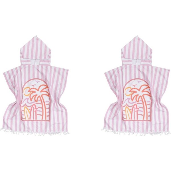 2x LVD Microfibre Kids Absorbent Towel Poncho w/Bag & Hood 70cm Summer Pinks