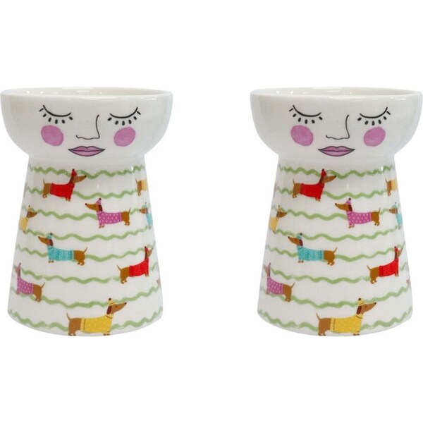 2x LVD Ceramic Petite Doll Vase Tabletop Home/Lounge Decor 11.5cm Dachshund