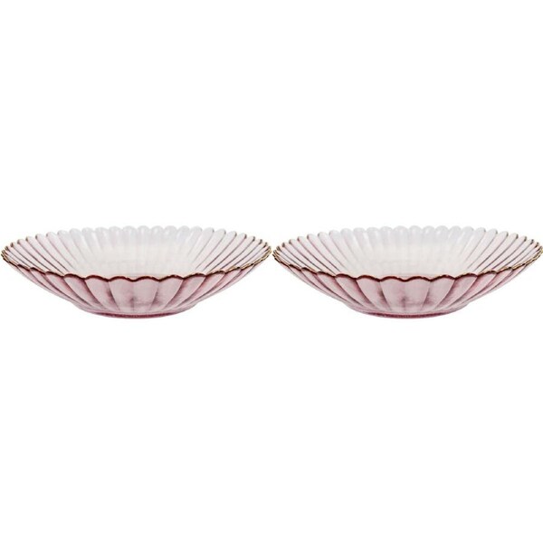 2x LVD Glass Dish Serve Plate Decorative Home/Dining Tableware Large Plum/Gold