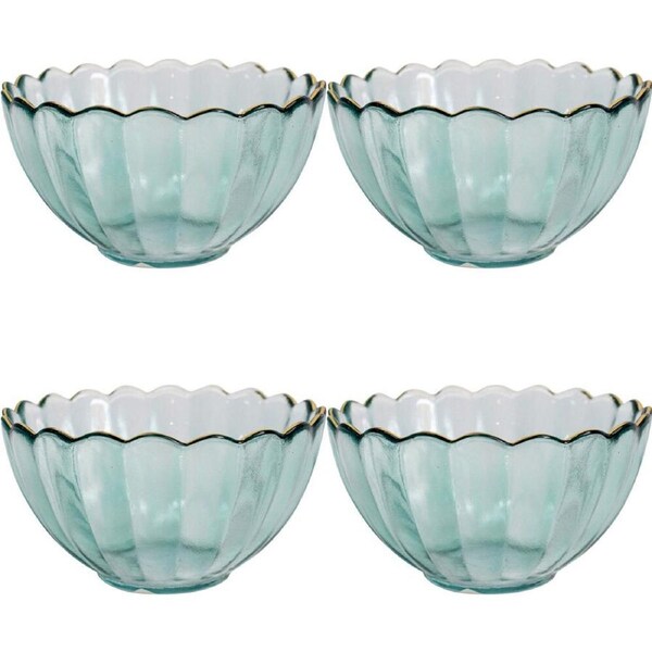 4x LVD Glass Bowl Serving/Decorative Home/Dining Tableware 11.5cm Mist/Gold