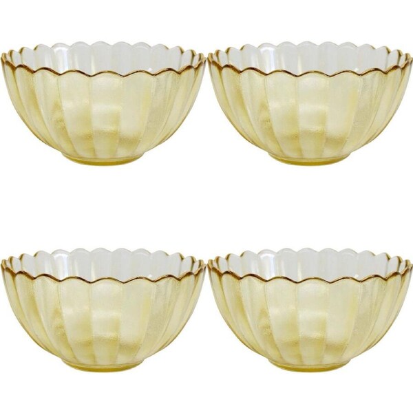 4x LVD Glass Bowl Serving/Decorative Home/Dining Tableware Medium Marrigold/Gold