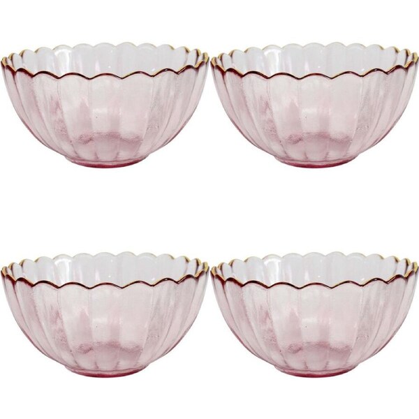 4x LVD Glass Bowl Serving/Decorative Home/Dining Tableware Medium Plum/Gold