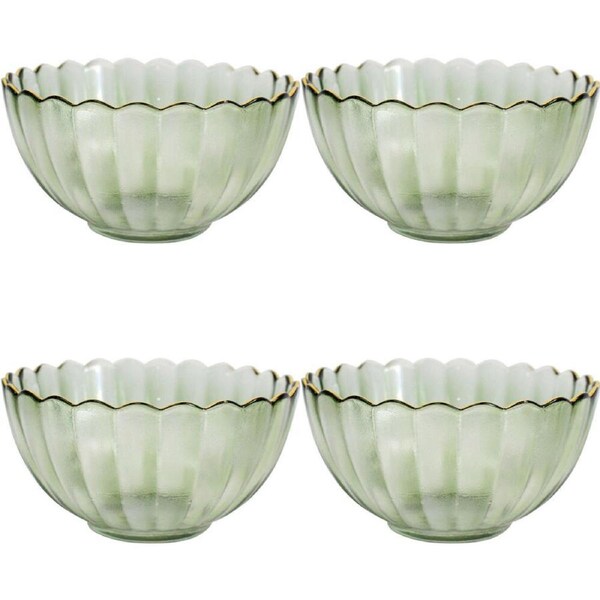 4x LVD Glass Bowl Serving/Decorative Home/Dining Tableware Medium Moss/Gold