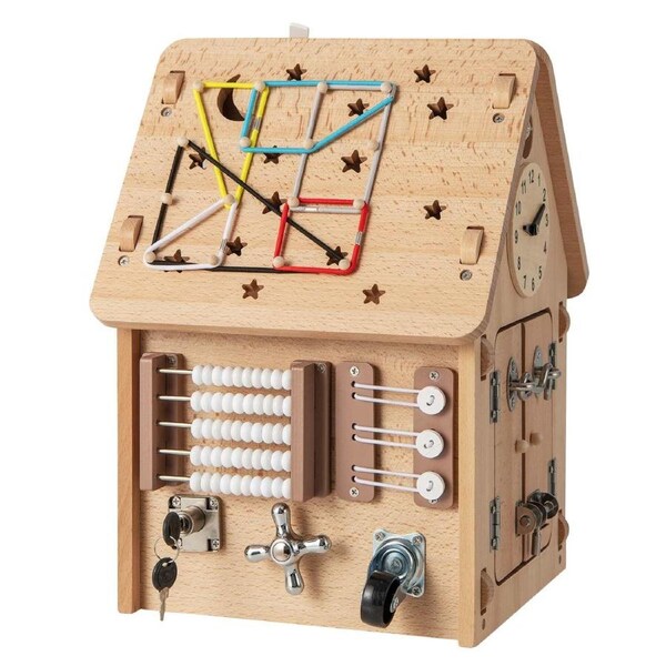 Babyjoy Kids Busy House Toy Wood Play House Montessori Educational Toys Pre-School Gift Boys Girls