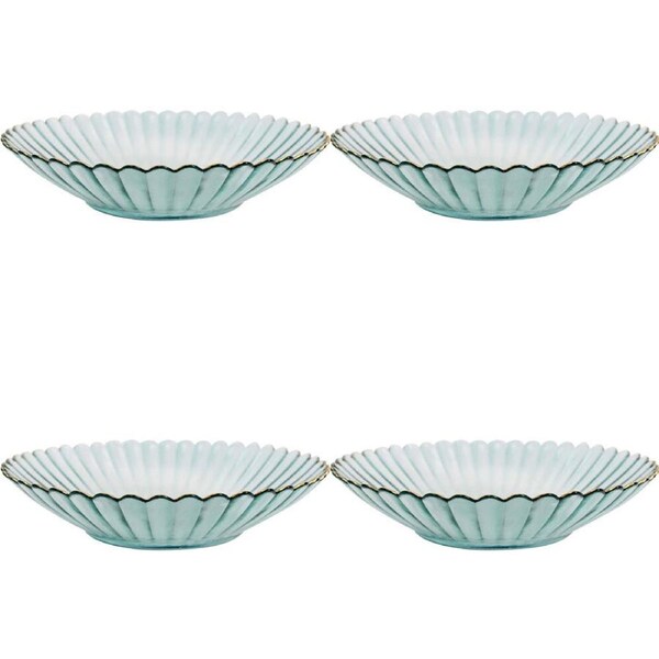 4x LVD Glass Dish Serve Plate Decorative Home/Dining Tableware Large Mist/Gold