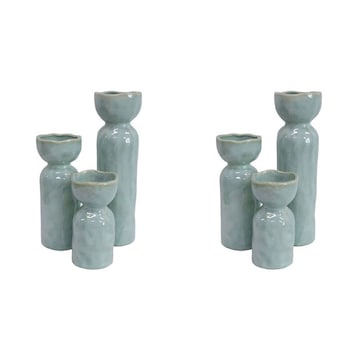 6pc LVD Ceramic Botanical Flower Vases Set Tabletop Ornament Home Decor