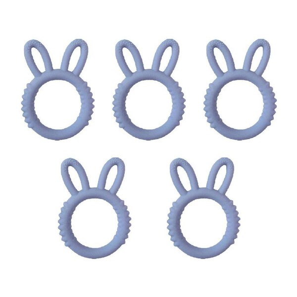 5x LVD Silicone Baby Teether Toy Toddler Chew Soothe Bunny Ring 10cm Assorted