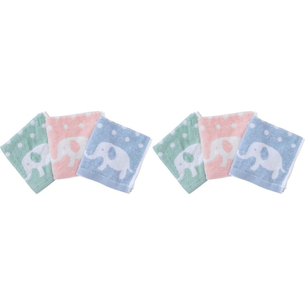 6pc LVD Cotton Face Washer Towel Set Absorbent Bath Towelette 25cm Elephant