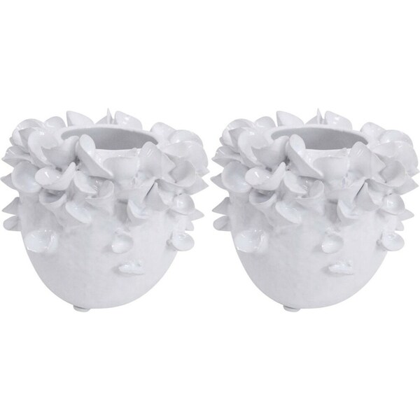 2x LVD Ceramic Flower Planter/Vase Tabletop Home Decor 11.5cm Petite White