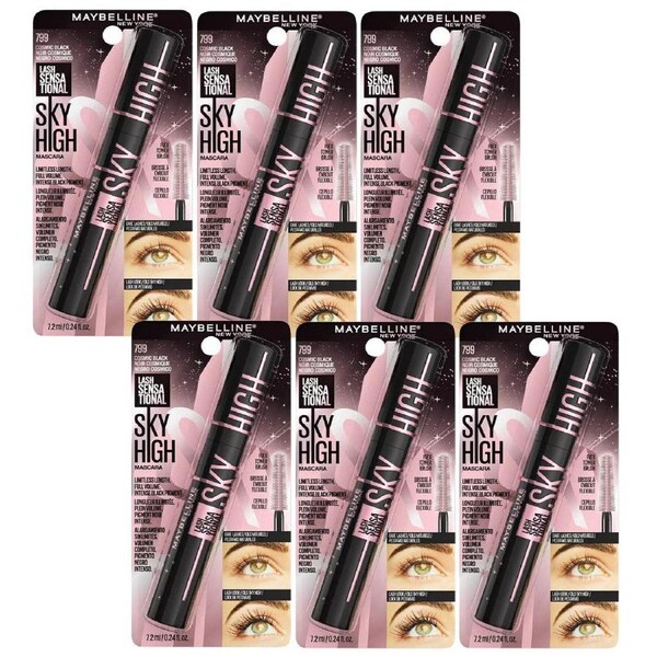 6x Maybelline Lash Sensational Sky High Mascara - 799 Cosmic Black