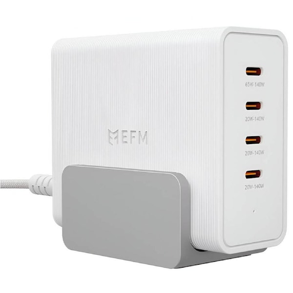 EFM 140W GaN Desktop Power Station with 4 x USB-C Ports - White