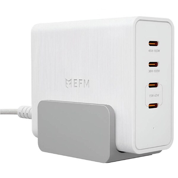 EFM 100W GaN Desktop Power Station with 4 x USB-C Ports - White